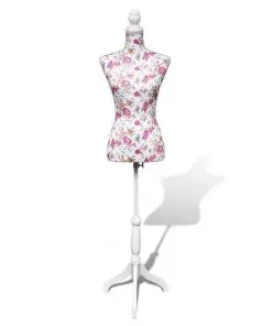 Ladies Bust Display Mannequin Cotton White With Rose