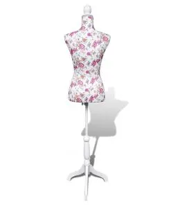 Ladies Bust Display Mannequin Cotton White With Rose