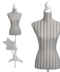 Ladies Bust Display Mannequin Linen With Stripes