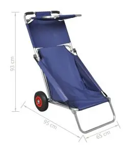 vidaXL Beach Trolley with Wheels Portable Foldable Blue