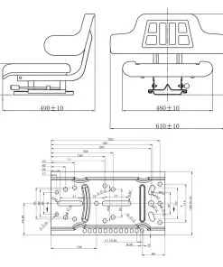 vidaXL Tractor Seat with Backrest Black
