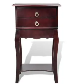 vidaXL Nightstand with 2 Drawers Brown