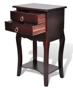 vidaXL Nightstand with 2 Drawers Brown