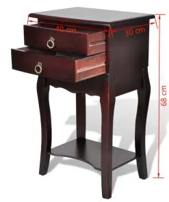vidaXL Nightstand with 2 Drawers Brown