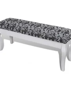 Cushioned Hocker for Dressing Table 2-Seater Black 110 cm