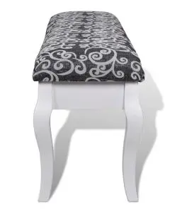 Cushioned Hocker for Dressing Table 2-Seater Black 110 cm