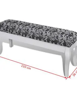 Cushioned Hocker for Dressing Table 2-Seater Black 110 cm