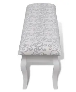Cushioned Hocker for Dressing Table 2-Seater White 110 cm