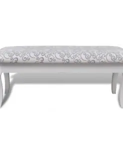 Cushioned Hocker for Dressing Table 2-Seater White 110 cm
