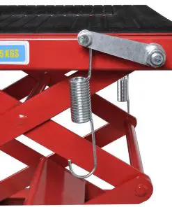 Red Motorcycle Lift 135 kg with Foot Pad, Locking Bar, Release Valve