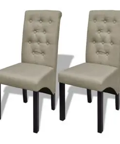 vidaXL Dining Chairs 2 pcs Beige Fabric