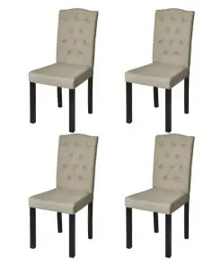 vidaXL Dining Chairs 4 pcs Beige Fabric vidaXL Dining Chairs 4 pcs Beige Fabric