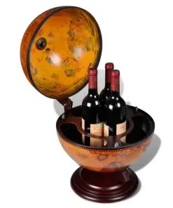 vidaXL Tabletop Globe Bar Wine Stand Eucalyptus Wood