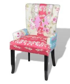 vidaXL French Chair with Patchwork Design Fabric