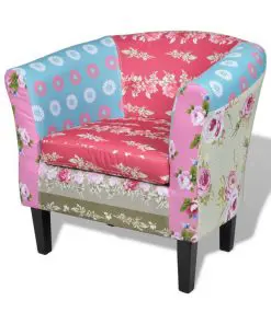 vidaXL Armchair with Footstool Patchwork Design Fabric