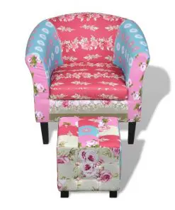 vidaXL Armchair with Footstool Patchwork Design Fabric