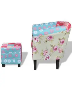 vidaXL Armchair with Footstool Patchwork Design Fabric