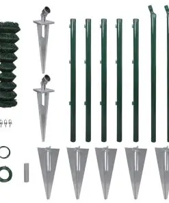 vidaXL Chain Link Fence with Posts Spike Galvanised Steel 1.5×15 m