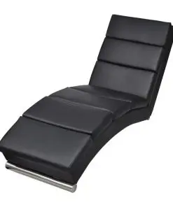vidaXL Chaise Longue Black Faux Leather