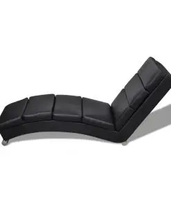 vidaXL Chaise Longue Black Faux Leather