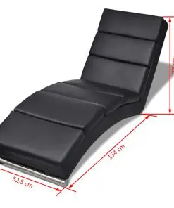 vidaXL Chaise Longue Black Faux Leather