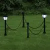vidaXL Chain Fence with Solar Lights Two LED Lamps Two Poles