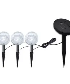 vidaXL Solar Bowl 3 LED Garden Lights with Spike Anchors & Solar Panel