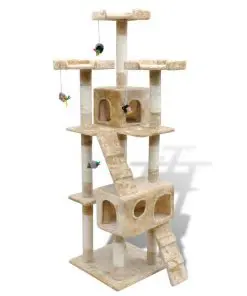 Cat Tree Cat Scratching Post 170 cm 2 Condos Beige