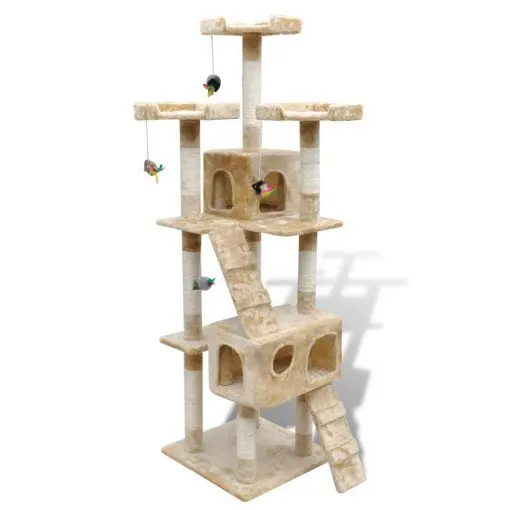 Cat Tree Cat Scratching Post 170 cm 2 Condos Beige