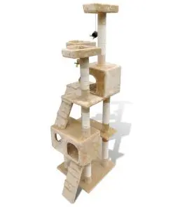 Cat Tree Cat Scratching Post 170 cm 2 Condos Beige