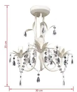 vidaXL Crystal Pendant Ceiling Lamp Chandelier Elegant White