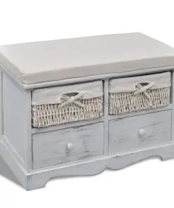 vidaXL Storage Bench White 62x33x42 cm Paulownia Wood