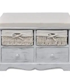 vidaXL Storage Bench White 62x33x42 cm Paulownia Wood