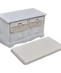 vidaXL Storage Bench White 62x33x42 cm Paulownia Wood