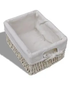 vidaXL Paulownia Wood Storage Rack 4 Weaving Baskets White