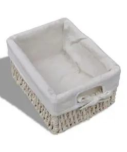 vidaXL Wooden Storage Rack 5 Weaving Baskets White