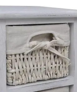 vidaXL Wooden Storage Rack 5 Weaving Baskets White