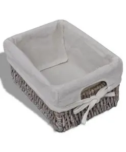 vidaXL Paulownia Wood Storage Rack 3 Weaving Baskets Brown