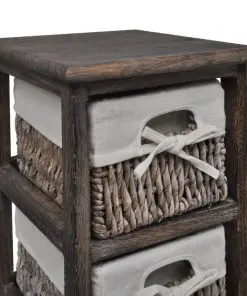 vidaXL Paulownia Wood Storage Rack 4 Weaving Baskets Brown