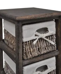 vidaXL Paulownia Wood Storage Rack 5 Weaving Baskets Brown