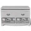White Storage & Entryway Bench with Cushion Top 2 Drawer 2 Basket