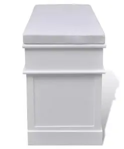 White Storage & Entryway Bench with Cushion Top 2 Draw 3 Crate