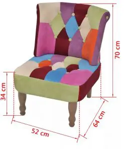 vidaXL French Chair with Patchwork Design Fabric