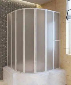 Shower Bath Screen Wall 140 x 168 cm 7 Panels Foldable with Towel Rack