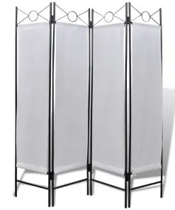 4-Panel Room Divider Privacy Folding Screen White 160 x 180 cm