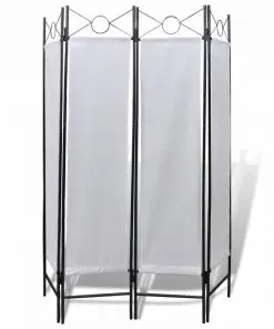 4-Panel Room Divider Privacy Folding Screen White 160 x 180 cm