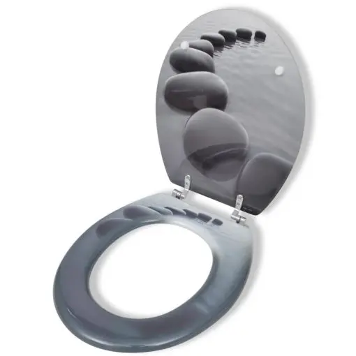 vidaXL Toilet Seats with Hard Close Lids MDF Stones