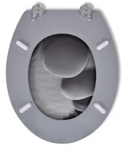 vidaXL Toilet Seats with Hard Close Lids MDF Stones