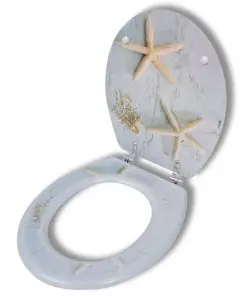 vidaXL Toilet Seats with Hard Close Lids MDF Starfish