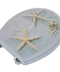vidaXL Toilet Seats with Hard Close Lids MDF Starfish